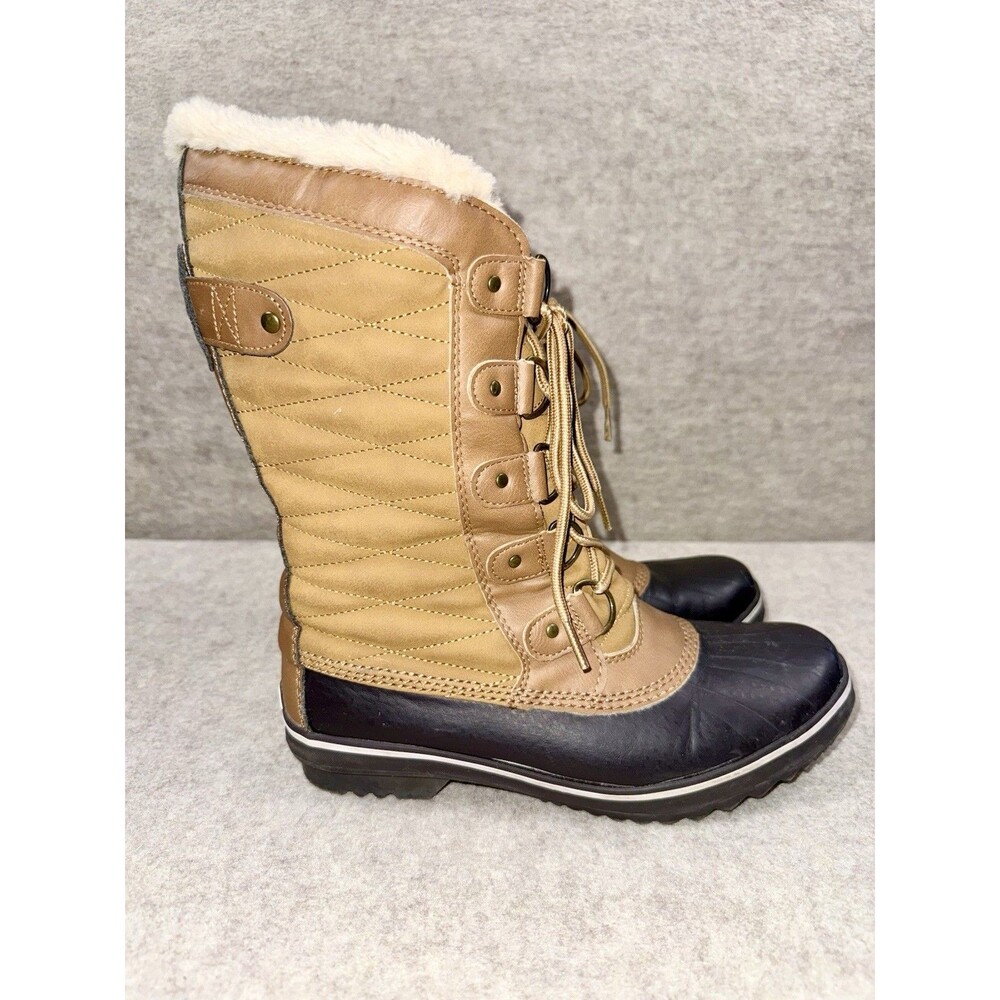 JBU Lorna Women’s Size 8 Faux Fur Mid Calf Duck Boots Brown Black